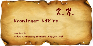 Kroninger Nóra névjegykártya